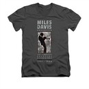 Miles Davis Shirt Slim Fit V-Neck Silhouette Charcoal T-Shirt