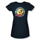 Mighty Mouse Juniors T-shirt Planet Cheese Girly Navy Blue Tee