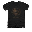 Mortal Kombat Shirt Slim Fit V-Neck Metal Logo Black T-Shirt