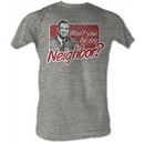 Mr. Mister Rogers T-shirt Neighbor Adult Grey Heather Tee Shirt
