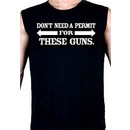 Guns Permit Muscle Man Funny Sleeveless T-shirt Tee Shirt