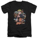 Naruto Shippuden Slim Fit V-Neck Shirt Shadow Clone Black T-Shirt