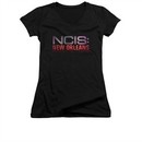NCIS New Orleans Shirt Juniors V Neck Neon Sign Black T-Shirt