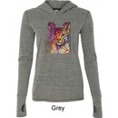 Neon Abyssinian Cat Ladies Grey Tri Blend Hoodie Shirt