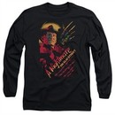 Nightmare On Elm Street Long Sleeve Shirt Freddy Claws Black Tee T-Shirt