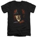 Nightmare On Elm Street Slim Fit V-Neck Shirt Freddy Krueger Black T-Shirt