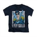 Nightwing DC Comics Shirt Fly Solo Kids Navy Blue Youth Tee T-Shirt