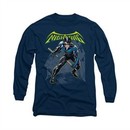 Nightwing DC Comics Shirt Nightwing Long Sleeve Navy Blue Tee T-Shirt