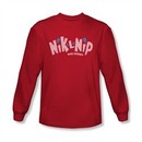 Nik L Nips Shirt Distressed Logo Long Sleeve Red Tee T-Shirt