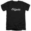 Oldsmobile Slim Fit V-Neck Shirt Cursive Logo Black T-Shirt
