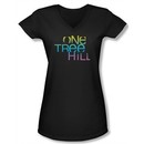 One Tree Hill Shirt Juniors V Neck Color Blend Logo Black Tee T-Shirt