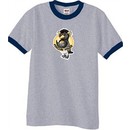 Penguin Power Shirt Athletic Gym Workout Ringer Tee Heather Grey/Navy