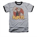 Popeye Ringer Shirt Retro Ring Adult Heather/Black Tee T-Shirt