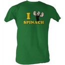 Popeye T-shirt I Love Spinach Adult Kelly Green Tee Shirt