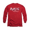 Popeye Shirt 3D Logo Long Sleeve Red Tee T-Shirt
