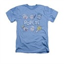 Popeye Shirt Heads Up Adult Heather Light Blue Tee T-Shirt