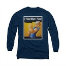 Popeye Shirt I Can Do It Long Sleeve Navy Blue Tee T-Shirt