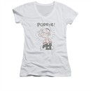 Popeye Shirt Juniors V Neck Old Seafarer White Tee T-Shirt