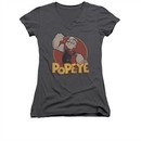 Popeye Shirt Juniors V Neck Retro Ring Charcoal Tee T-Shirt