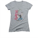 Popeye Shirt Juniors V Neck Spinach Power Athletic Heather Tee T-Shirt