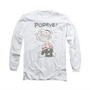 Popeye Shirt Old Seafarer Long Sleeve White Tee T-Shirt