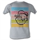 Popeye Shirt Popeye Color Stripes Adult Grey T-Shirt Tee