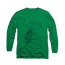 Popeye Shirt Spinach Power Long Sleeve Kelly Green Tee T-Shirt
