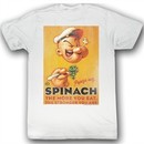 Popeye Shirt Spinach Style Adult White T-Shirt Tee