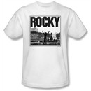Rocky T-shirt Top Of The Stairs Adult White Tee Shirt