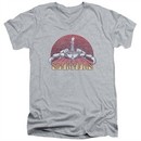 Scorpions Slim Fit V-Neck Shirt Distressed Logo Athletic Heather T-Shirt
