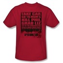 Shaun Of The Dead T-shirt Movie List Adult Red Tee Shirt