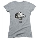 Six A&E TV Show Juniors V Neck Shirt Wolf Athletic Heather T-Shirt