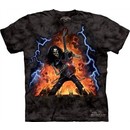 Skull Shirt Tie Dye Guitar Heavy Metal Play With Fire T-shirt Adult