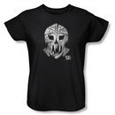 Slap Shot Ladies T-shirt Hockey Movie Goalie Mask Black Tee Shirt