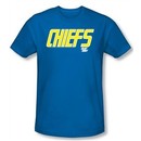 Slap Shot T-shirt Hockey Chiefs Logo Adult Royal Blue Slim Fit Shirt