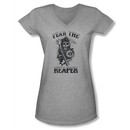 Sons Of Anarchy Shirt Juniors V Neck Fear The Reaper Grey Tee T-Shirt