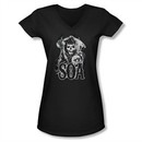 Sons Of Anarchy Shirt Juniors V Neck Smokey Reaper Black T-Shirt