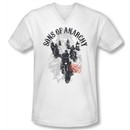 Sons Of Anarchy Shirt Slim Fit V Neck Reapers Ride White Tee T-Shirt