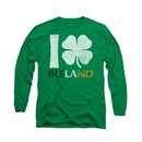 St. Patrick's Day Shirt I Love Ireland Long Sleeve Kelly Green Tee T-Shirt