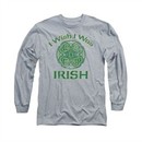 St. Patrick's Day Shirt Irish Wish Long Sleeve Athletic Heather Tee T-Shirt