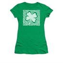 St. Patrick's Day Shirt Juniors Celtic Clover Kelly Green Tee T-Shirt