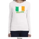 St Patrick's Day Distressed Ireland Flag Ladies Long Sleeve Shirt