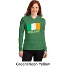 St Patricks Day Ireland Flag Ladies Long Sleeve Hooded Shirt