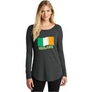 St Patricks Day Shirt Distressed Ireland Flag Ladies Tri Long Sleeve