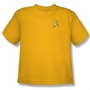 Star Trek Kids Shirt Command Uniform Gold Youth Tee T-Shirt