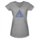 Star Trek Shirt Juniors V Neck Distressed Logo Athletic Heather T-Shirt