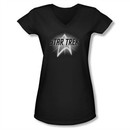 Star Trek Shirt Juniors V Neck Glow Logo Black T-Shirt