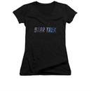 Star Trek Shirt Juniors V Neck Space Logo Black T-Shirt