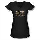 Star Trek Shirt Juniors V Neck Steel Logo Black T-Shirt