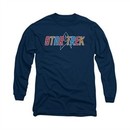 Star Trek Shirt Multi-Colored Logo Long Sleeve Navy Tee T-Shirt